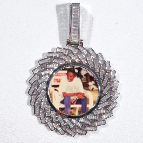 Large 3D Baguette Custom Picture Pendant