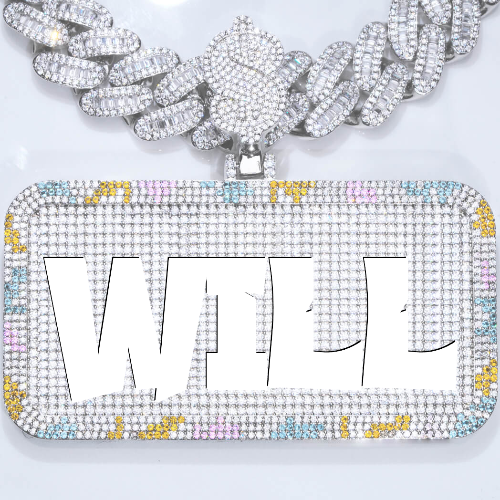 CUSTOM LETTER NECKLACE 3D COLORFUL SQUARE