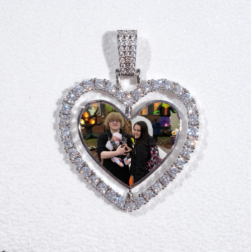 3D Spinning 2-Faced Heart Custom Picture Pendant