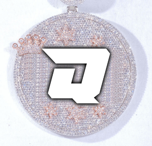 CUSTOM LETTER NECKLACE 3D BIG CROWN DISC