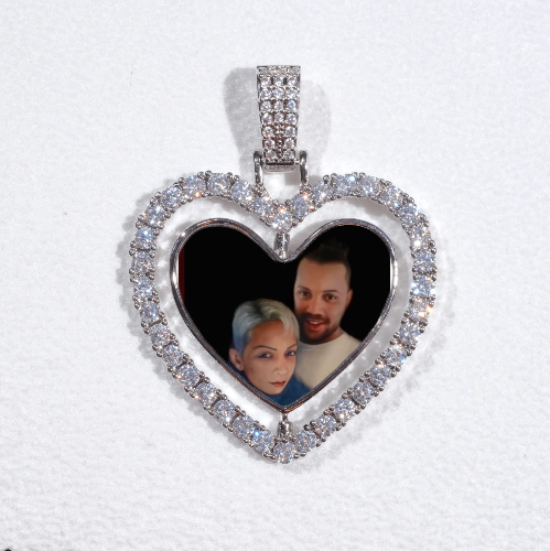 3D Spinning 2-Faced Heart Custom Picture Pendant