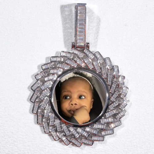 Large 3D Baguette Custom Picture Pendant