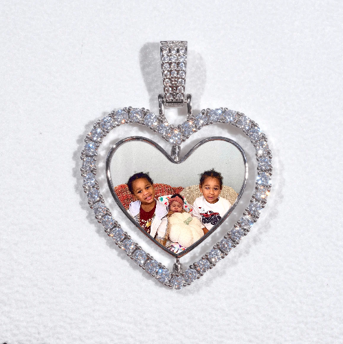 3D Spinning 2-Faced Heart Custom Picture Pendant