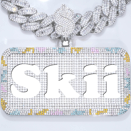 CUSTOM LETTER NECKLACE 3D COLORFUL SQUARE