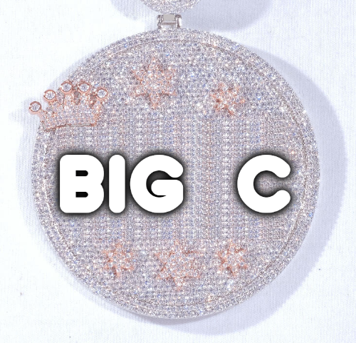 CUSTOM LETTER NECKLACE 3D BIG CROWN DISC