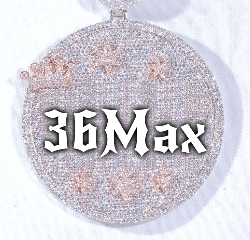CUSTOM LETTER NECKLACE 3D BIG CROWN DISC