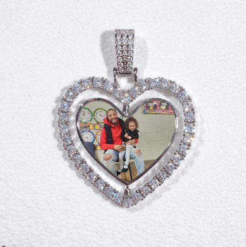 3D Spinning 2-Faced Heart Custom Picture Pendant