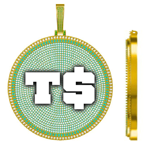 CUSTOM LETTER NECKLACE 3D BIG DISC