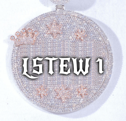 CUSTOM LETTER NECKLACE 3D BIG CROWN DISC