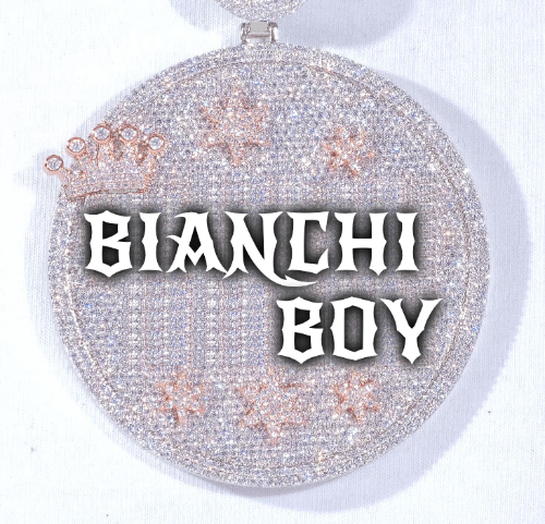 CUSTOM LETTER NECKLACE 3D BIG CROWN DISC