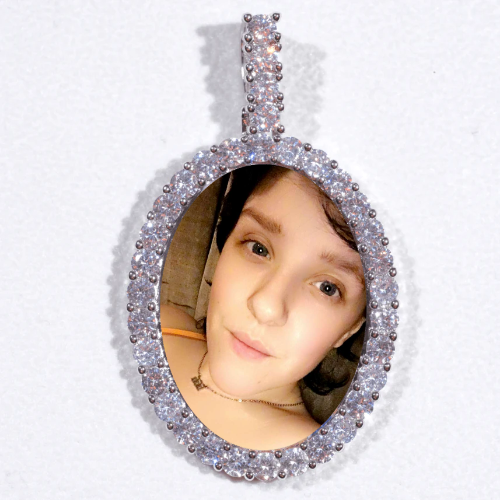 Large 3D Oval Custom Picture Pendant