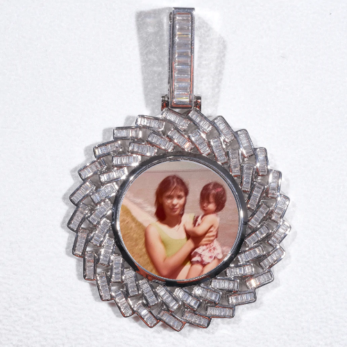 Large 3D Baguette Custom Picture Pendant