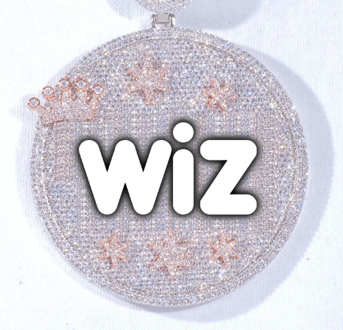 CUSTOM LETTER NECKLACE 3D BIG CROWN DISC