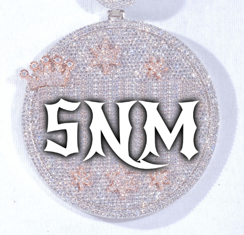CUSTOM LETTER NECKLACE 3D BIG CROWN DISC