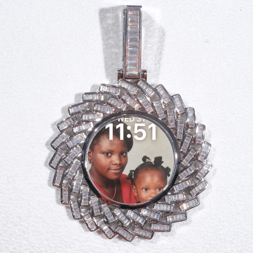 Large 3D Baguette Custom Picture Pendant