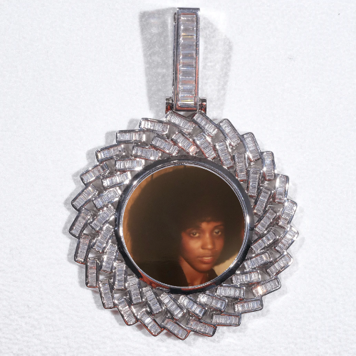 Large 3D Baguette Custom Picture Pendant