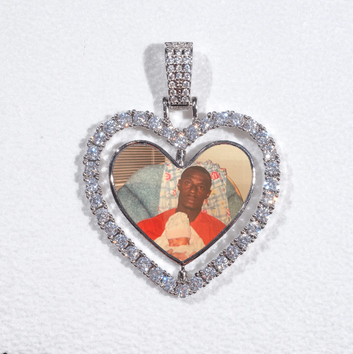 3D Spinning 2-Faced Heart Custom Picture Pendant