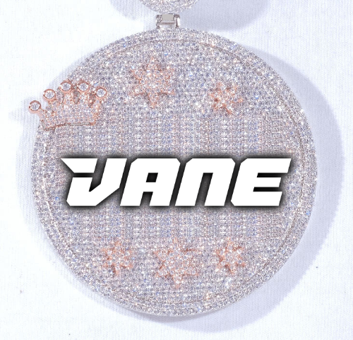 CUSTOM LETTER NECKLACE 3D BIG CROWN DISC
