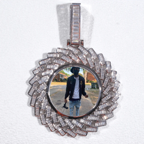 Large 3D Baguette Custom Picture Pendant