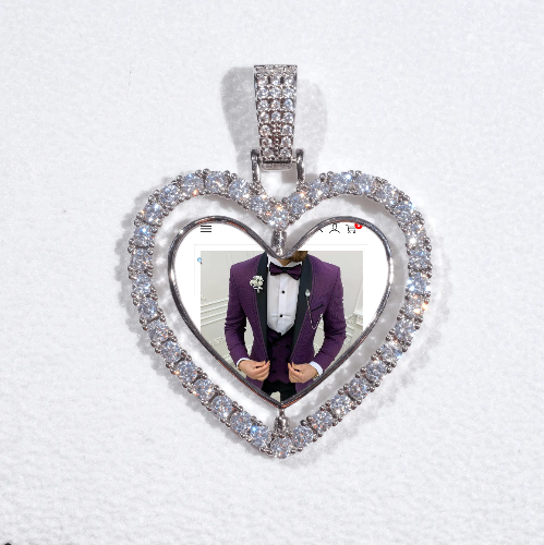 3D Spinning 2-Faced Heart Custom Picture Pendant