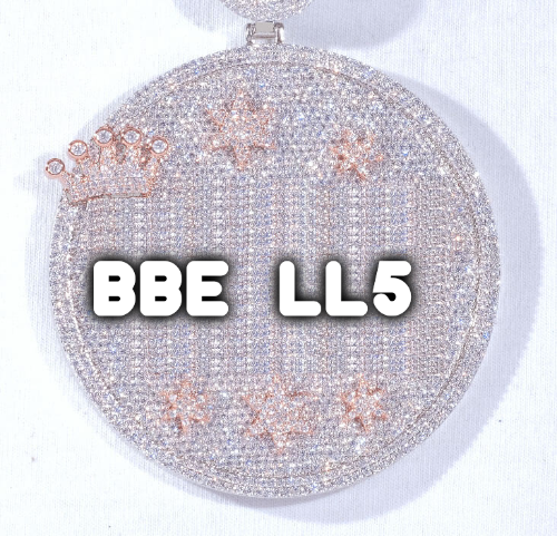 CUSTOM LETTER NECKLACE 3D BIG CROWN DISC