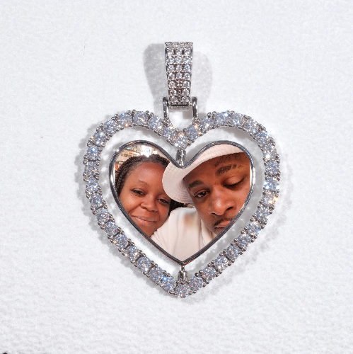 3D Spinning 2-Faced Heart Custom Picture Pendant