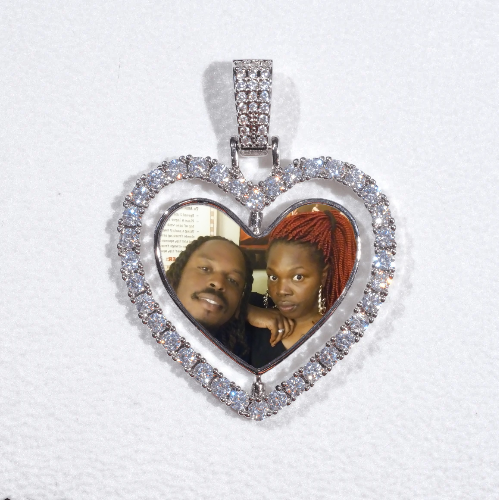 3D Spinning 2-Faced Heart Custom Picture Pendant
