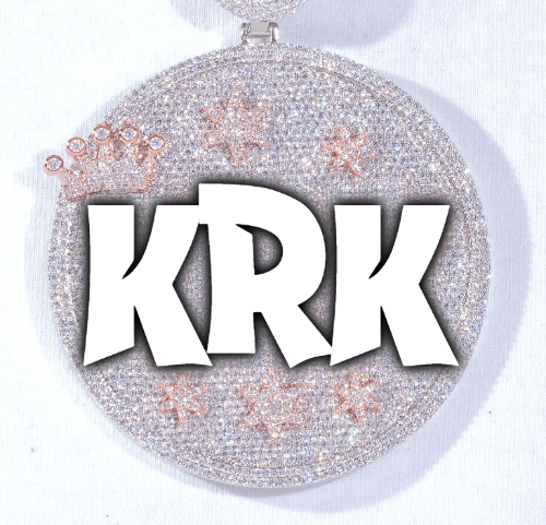 CUSTOM LETTER NECKLACE 3D BIG CROWN DISC