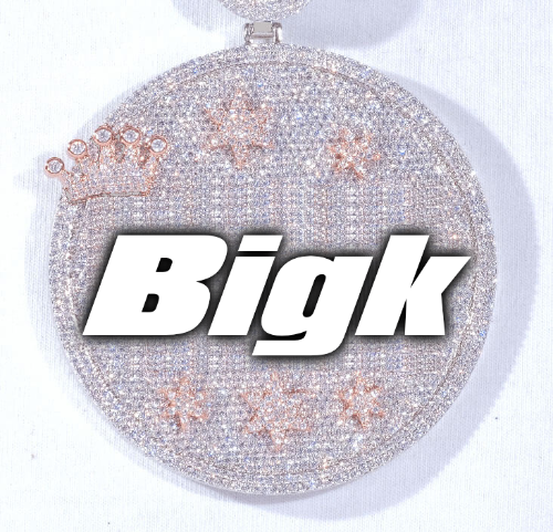 CUSTOM LETTER NECKLACE 3D BIG CROWN DISC