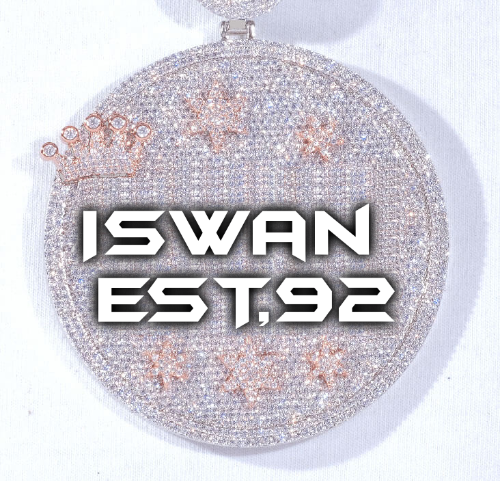 CUSTOM LETTER NECKLACE 3D BIG CROWN DISC
