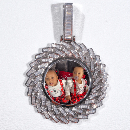 Large 3D Baguette Custom Picture Pendant