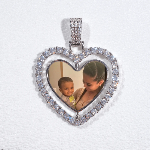 3D Spinning 2-Faced Heart Custom Picture Pendant