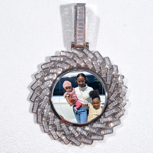 Large 3D Baguette Custom Picture Pendant