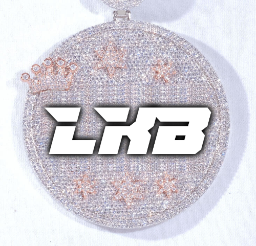 CUSTOM LETTER NECKLACE 3D BIG CROWN DISC
