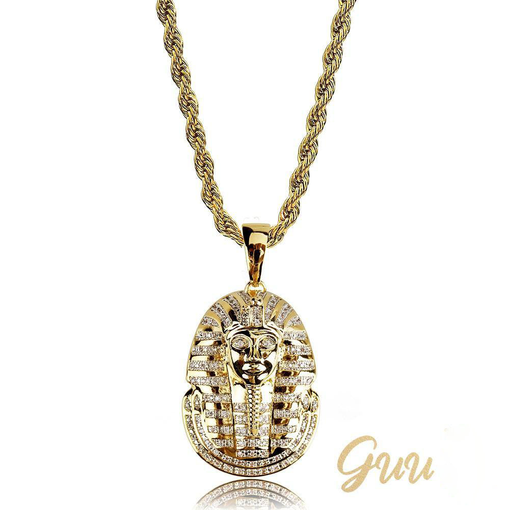 25mm Egyptian Pharaoh Head  Hip Hop Cubic Zirconia Pendant # Rapper Chain - The GUU Shop
