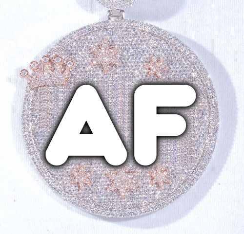 CUSTOM LETTER NECKLACE 3D BIG CROWN DISC