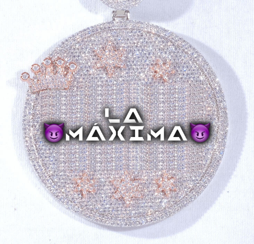 CUSTOM LETTER NECKLACE 3D BIG CROWN DISC