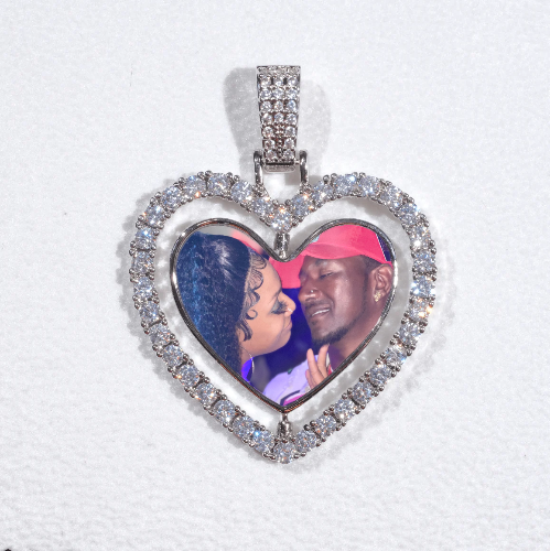 3D Spinning 2-Faced Heart Custom Picture Pendant