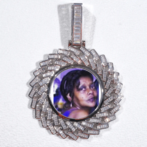 Large 3D Baguette Custom Picture Pendant