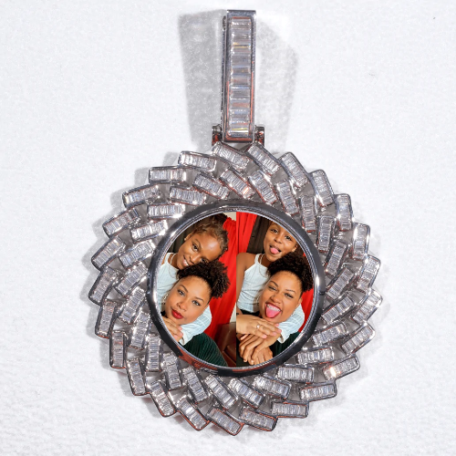 Large 3D Baguette Custom Picture Pendant
