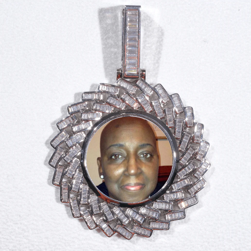 Large 3D Baguette Custom Picture Pendant