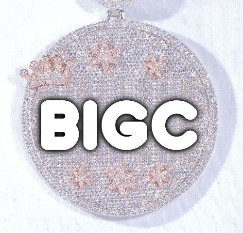 CUSTOM LETTER NECKLACE 3D BIG CROWN DISC
