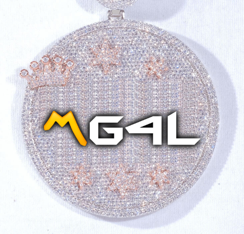 CUSTOM LETTER NECKLACE 3D BIG CROWN DISC