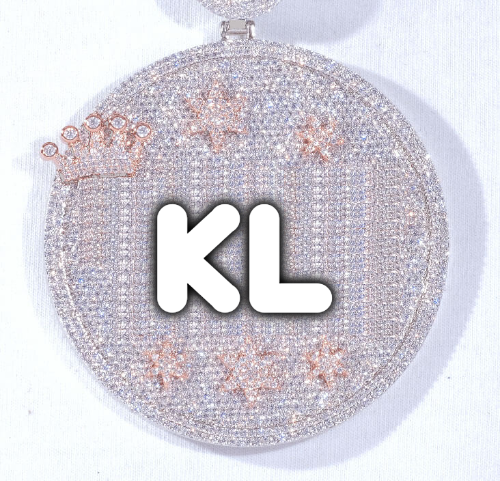 CUSTOM LETTER NECKLACE 3D BIG CROWN DISC