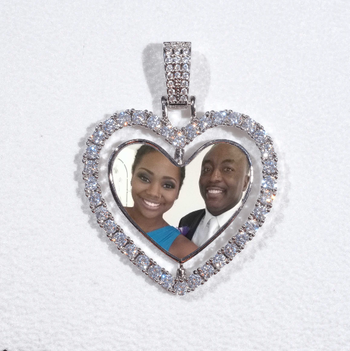 3D Spinning 2-Faced Heart Custom Picture Pendant