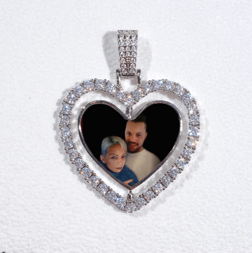 3D Spinning 2-Faced Heart Custom Picture Pendant