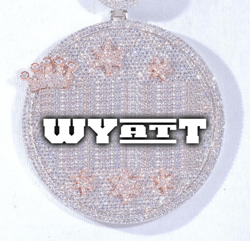 CUSTOM LETTER NECKLACE 3D BIG CROWN DISC