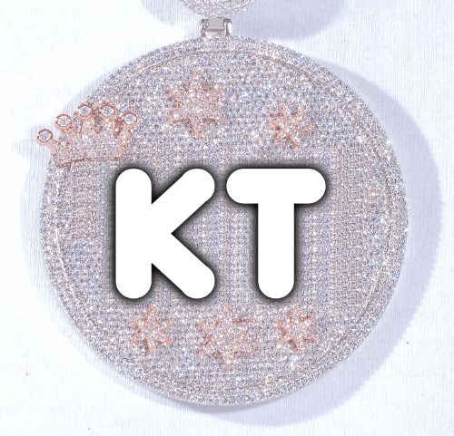 CUSTOM LETTER NECKLACE 3D BIG CROWN DISC