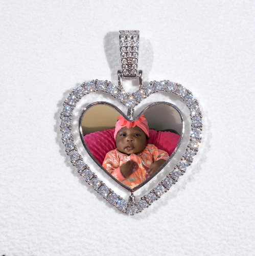 3D Spinning 2-Faced Heart Custom Picture Pendant