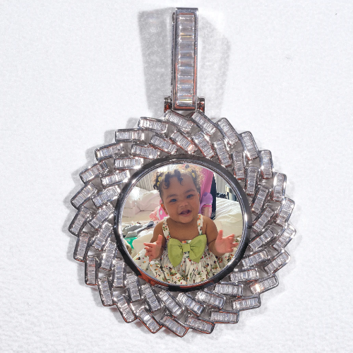 Large 3D Baguette Custom Picture Pendant